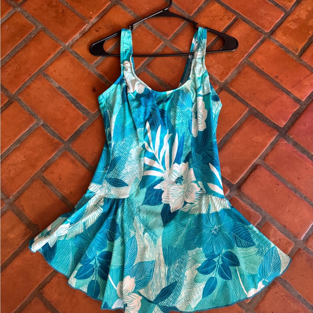 Tropical Blue Floral one piece suit